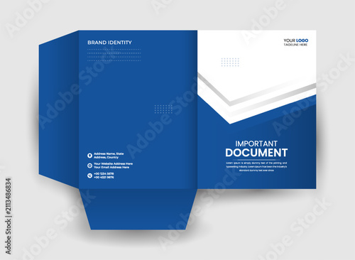 Modern Blue Corporate Document Presentation Folder Template with Brand Identity