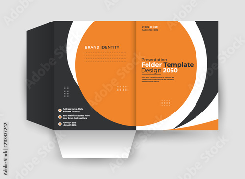 Modern Orange Corporate Presentation Folder Template with Brand Identity