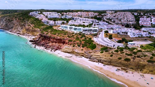 Beach in Salema in the municipality of Vila do Bispo in the Faro District, Algarve, Portugal