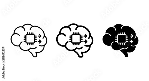 Tableau sur toile AI Brain Icons, Artificial Intelligence Chip Vector Set, Neural Network Concept