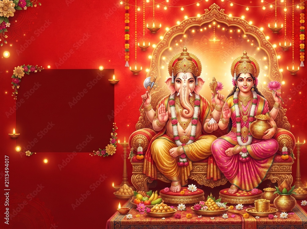 Fototapeta premium Lord Ganesha & Goddess Lakshmi