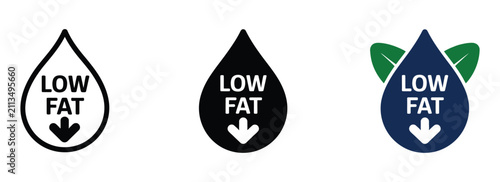 Cuadro en lienzo Low Fat Nutrition Badge Icon Collection Featuring Healthy Diet, Food Label, Weig