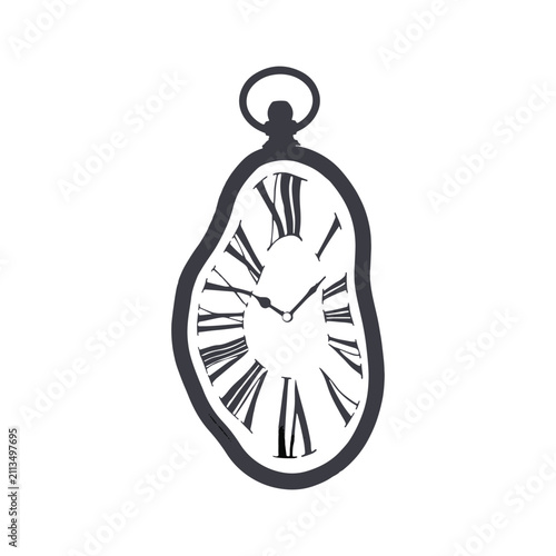 Canvastavla Surreal Melting Pocket Watch Vector Illustration Concept of Time Distortion and