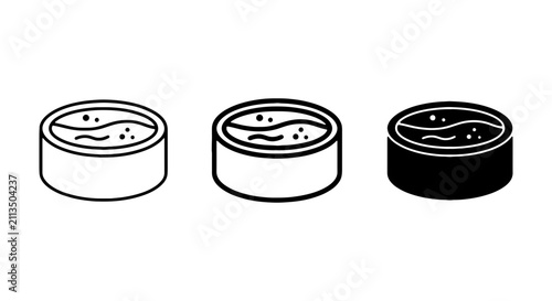 Canned Food Icons, Simple Line Art & Solid Fill, Food Packaging Vector Set