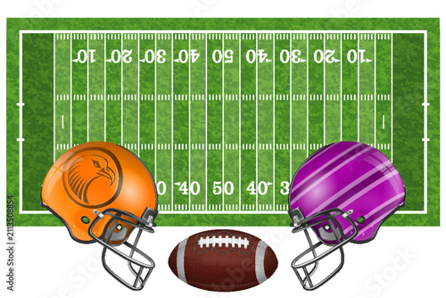 American Football Field with Ball