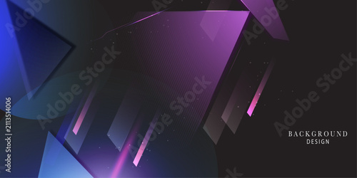Futuristic Purple Blue Geometric Abstract Background with Neon Light and Arrow Shapes