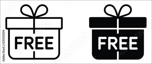 Foto Free Gift Icon Featuring A Present Box, Gift Bow And Promotional Offer Symbol, Modern Vector Illustration For Freebie, Giveaway, Special Deal, Bonus, Reward, Shopping And E-Commerce Marketing Designs