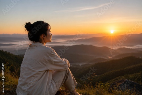 Watching sunrise over hills