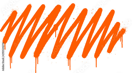 Картината върху платно Orange graffiti spray paint scribble, vibrant neon street art tag with paint dri
