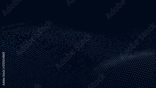 Quadro su tela Blue dotted wave pattern on a dark navy background a digital representation of u