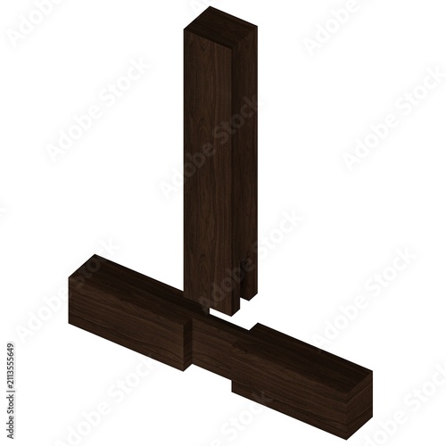 Cuadro en lienzo Open Mortise and Tenon Joint with Walnut Wood Texture
