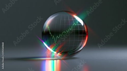Orb shows financial graph with vibrant light dispersion effects