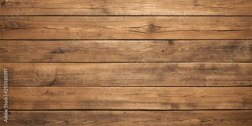 Quadro su tela Rustic brown wood texture background with horizontal wooden planks, natural timber grain, weathered boards, vintage distressed wood surface, realistic knots, aged pattern, and rustic retro design