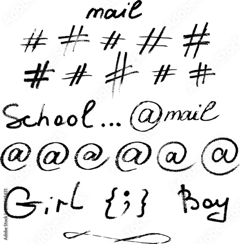 various graphic elements for the design, hand-drawn