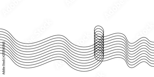 Quadro su tela Thin wavy line pattern with flowing curves, undulating abstract background