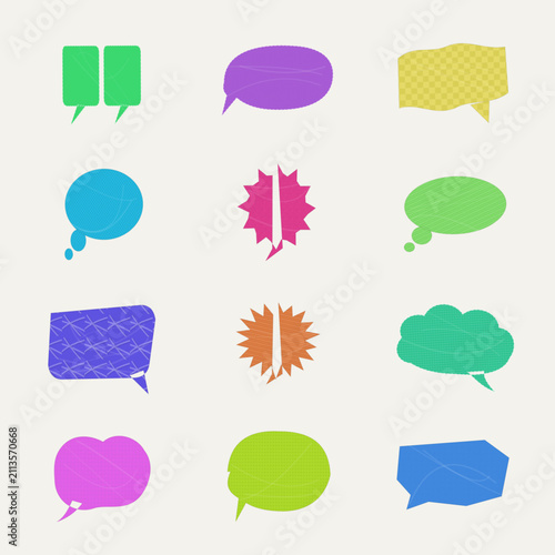 Comic style speech balloons for dialogue and text