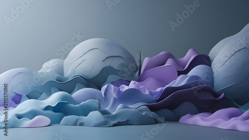 Abstract Organic Forms, Pastel Waves, Soft Sculpture, Minimalist Design