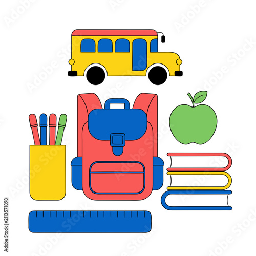 School Supplies and Classroom Essentials Vector Illustration back to school icons