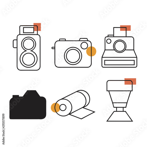 Photography Studio Equipment Line Icons Vector Collection vector camera icons