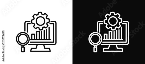 Trend Monitoring icon set black and white