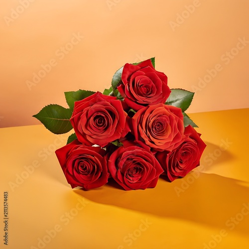 Elegant Red Rose Bouquet, Fresh red roses arranged beautifully with rich colors and detail.