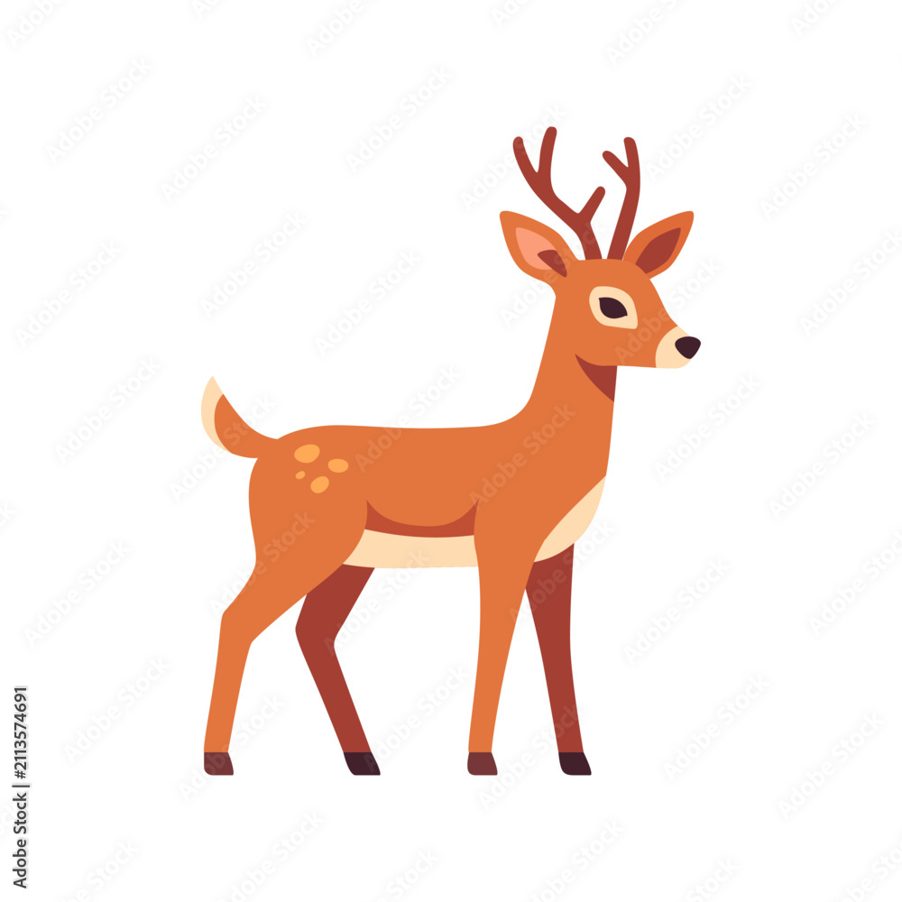 Obraz premium Roe deer, side view, colorful vector icon