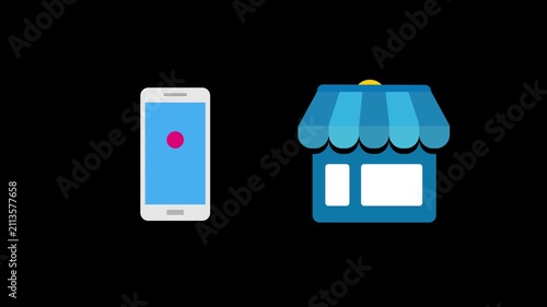 4k Digital Payment from Smartphone to Store Animation