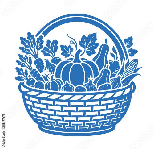 Quadro su tela Harvest basket filled with autumn vegetables during a vibrant fall season in vec