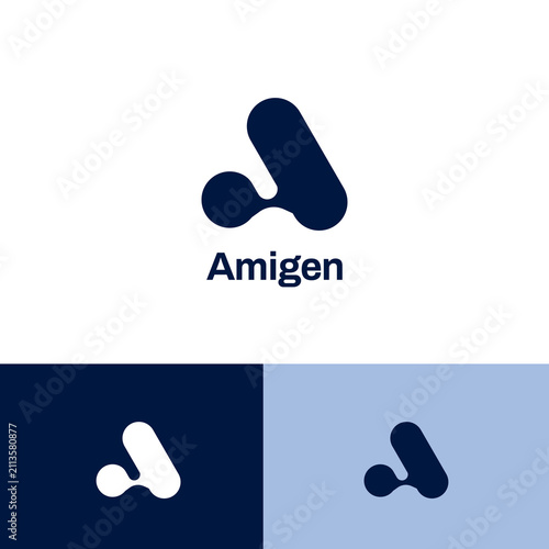 Abstract Dynamic Shape Letter A Logo Design Template