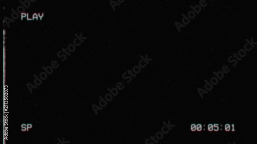 Vhs retro video overlay with play text and digital timecode