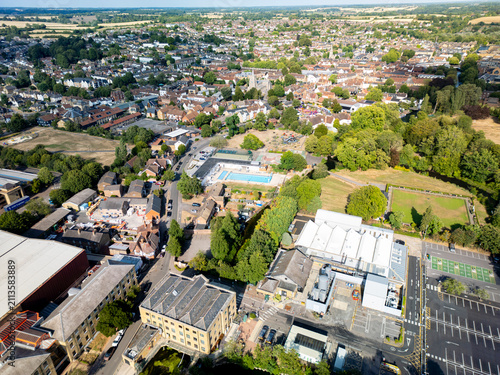 Obraz na plátně Aerial of Ware Town Centre - Hertfordshire, England