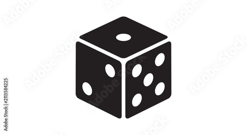 Six sided die in black silhouette dice