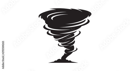 Swirling tornado shape in black silhouette vortex