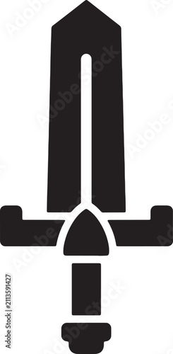 Stylized sword icon vector art isolated on transparent background.