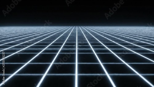 Abstract Neon Grid Fly Through Tunnel Motion Background
