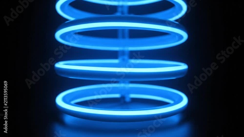 Abstract Blue Neon Coil Light Rotating Loop Background