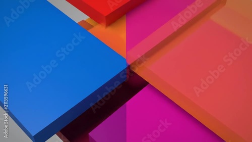 Abstract Geometric Shapes Animation: Colorful Blocks Motion Background