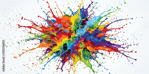 Vivid paint explosion blending bold colors into a creative abstract artwork.