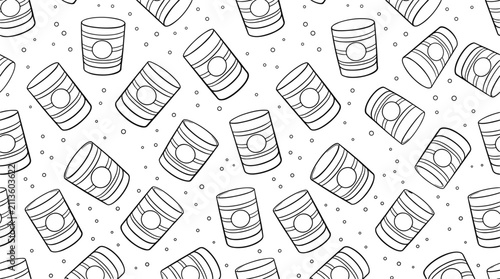 Seamless pattern of doodle tin cans line vector illustration background for canned food packaging design