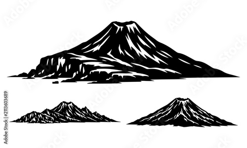 Mountain set silhouette vector illustration isolated on white background
