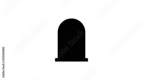 Foto Tombstone silhouette in a minimalistic black and white style symbolizes death, remembrance, or a burial ground