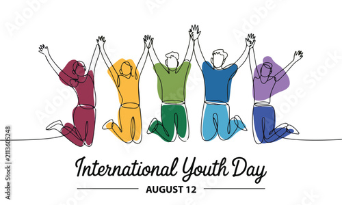 Konstfotografi Young people celebrate International Youth Day with hands raised in unison