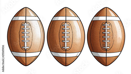Close-up Vector Illustration of an American Football with Textured Surface and Laces