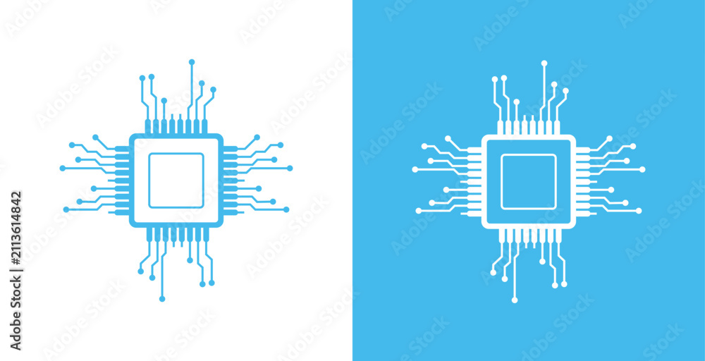Obraz premium Microchip Processor Vector Icon Digital CPU Technology Illustration