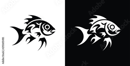 Tribal Fish Vector Logo Abstract Aquatic Marine Illustration