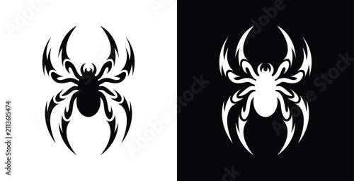 Tribal Spider Vector Logo Abstract Arachnid Tattoo Illustration