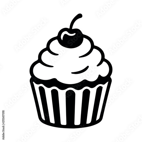 Sweet Cupcake with Cherry on Top Silhouette