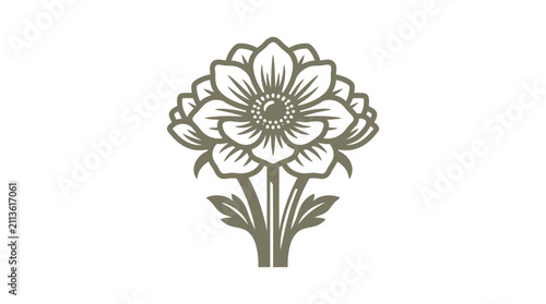 Bild auf Leinwand Grey anemone line art.