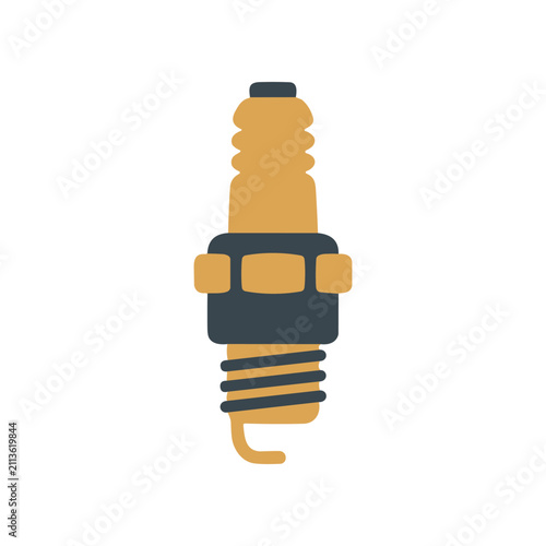 Spark Plug Icon - Flat Design, Automotive Part, Engine Ignition Component