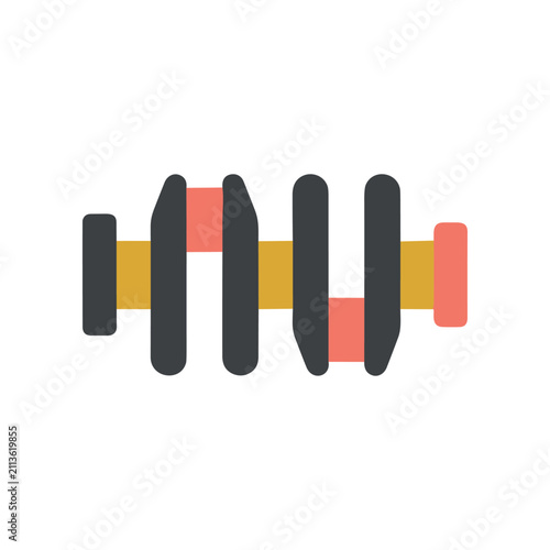 Foto Flat design crankshaft, engine part, mechanical engineering, industrial componen